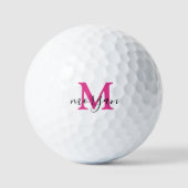 Pink Golf Gifts For Her Women Monogrammed Initial Golfballen (Voorkant)