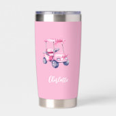 Pink golf kar naam script geïsoleerde drinkbeker (Achterkant)