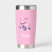 Pink golf kar naam script geïsoleerde drinkbeker (Voorkant)