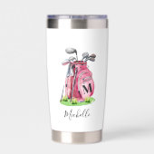 Pink Golf Monogram Geïsoleerde Drinkbeker (Achterkant)