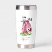 Pink Golf Monogram Geïsoleerde Drinkbeker (Voorkant)