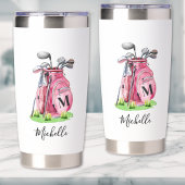 Pink Golf Monogram Geïsoleerde Drinkbeker