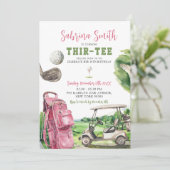 Pink Golf Thir-T-shirt Verjaardagsuitnodiging Kaart (Staand voorkant)