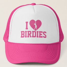 Pink Golf Trucker Hat - 'I Love Birdie' Custom Pet