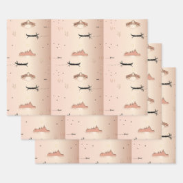 Pink Gondolas Venice Italië verpakkingspapier Inpakpapier Vel