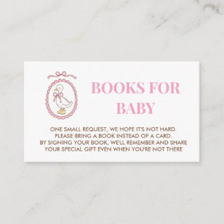 Pink Goose Baby Shower Books for Baby Card Insert Informatiekaartje