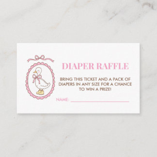 Pink Goose Baby Shower Diaper Raffle Card Informatiekaartje