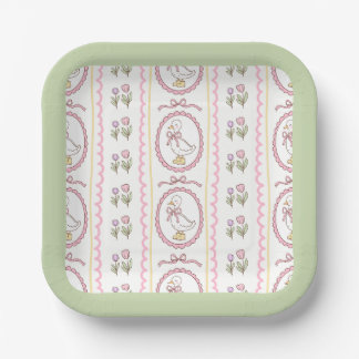 Pink Goose Baby Shower Square Plate Papieren Bordje