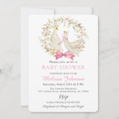 Pink Goose Duck Wildflower Baby shower Uitnodiging (Voorkant)