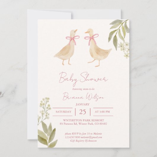 Pink Goose kwekerij rijmt baby shower Kaart (Voorkant)