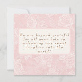 Pink Goose Labor Delivery NICU Hospital Thank Bedankkaart (Achterkant)