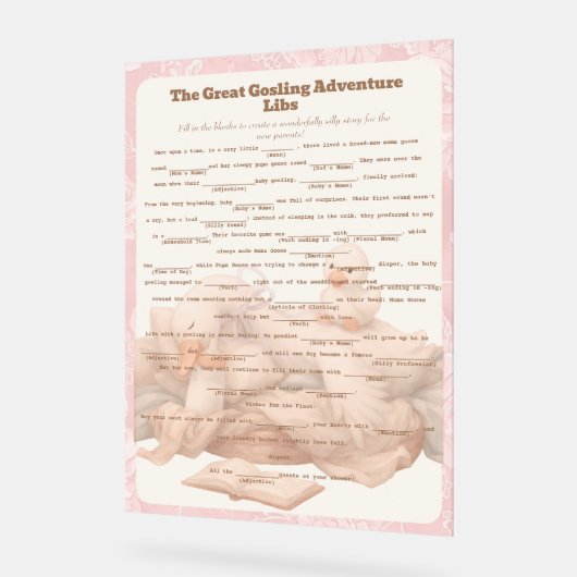Pink Goose Libs Baby Shower Group game Acryl Bord (Hoek)