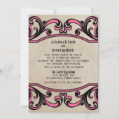 Pink Gothic Swirls Wedding Invite Kaart (Voorkant)