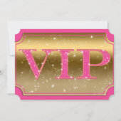 Pink & Gouden Glamour VIP-feestticket Kaart (Voorkant)