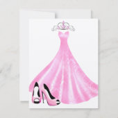 Pink Gown Quinceanera Uitnodiging (Achterkant)