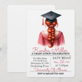 Pink Gown Waterverf Afstuderen Uitnodiging (Voorkant / Achterkant)