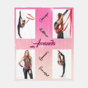 Pink Gradient 4 Fotocollage Woorden van Wijsheid Fleece Deken
