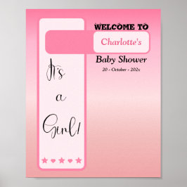 Pink Gradient Cute Eyeball Baby Shower Welcome Poster