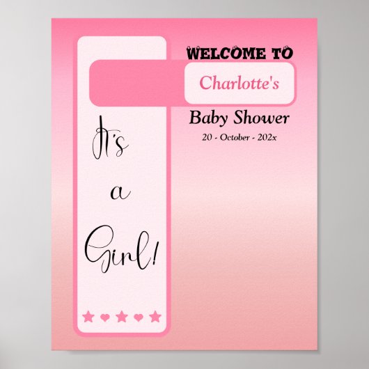 Pink Gradient Cute Eyeball Baby Shower Welcome Poster (Voorkant)