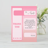 Pink Gradient Cute Eyeball Text Baby Shower Bedankkaart (Staand voorkant)