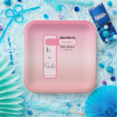 Pink Gradient Cute Eyeball Text Baby Shower Papieren Bordje (Feest)