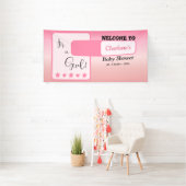 Pink Gradient Cute Eyeball Text Baby Shower Spandoek (Insitu)
