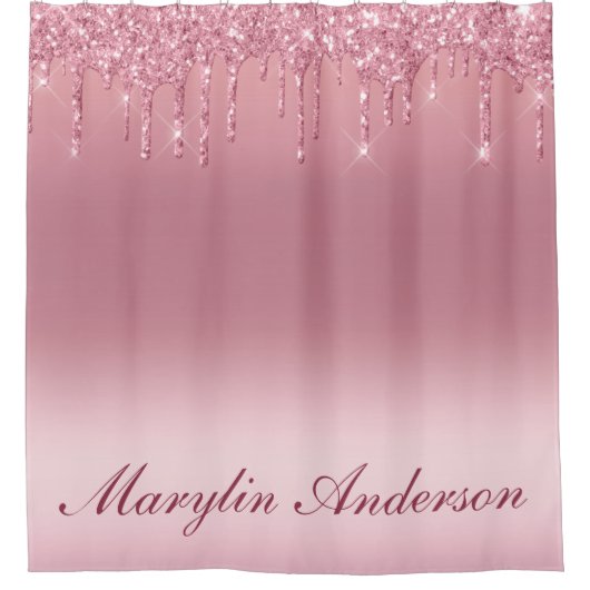 PINK GRADIENT GLITTER DRIP CUSTOM MONOGRAM DOUCHEGORDIJN (Voorkant)