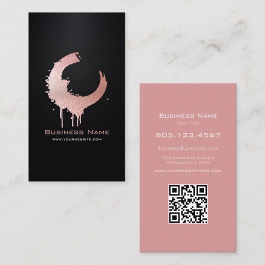Pink Gradient Glitter Swirl • Custom Editable Visitekaartje (Voorkant / Achterkant)