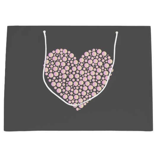 Pink Gradient Heart Circles – Dark Grey Minimal  Groot Cadeauzakje (Voorkant)