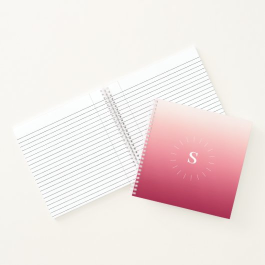 Pink Gradient Initials Notebook Notitieboek (Binnen)