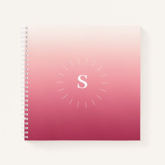 Pink Gradient Initials Notebook Notitieboek (Voorkant)