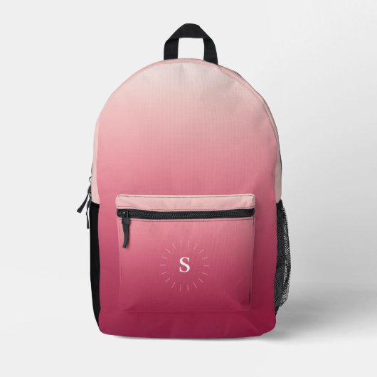 Pink Gradient Initials Print Cut Sew Bag Bedrukte Rugzak (Voorkant)