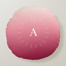 Pink Gradient Initials Round Pillow Rond Kussen