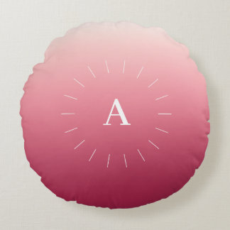 Pink Gradient Initials Round Pillow Rond Kussen