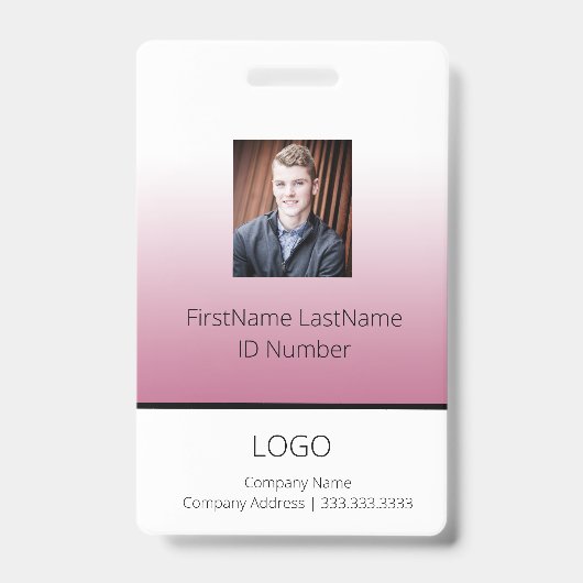 Pink Gradient Professional-werknemer-ID Badge (Voorzijde)