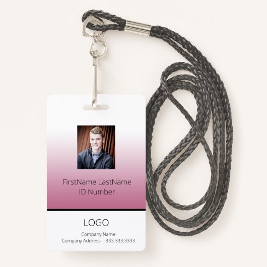 Pink Gradient Professional-werknemer-ID Badge (Voorkant met draagriem)