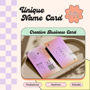 Pink Gradient Trendy bewerkbaar Visitekaartje