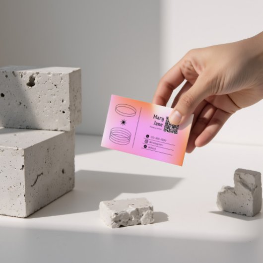 Pink Gradient Trendy bewerkbaar Visitekaartje