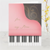 Pink Grand Piano Mam of Grandma Custom Large Kaart (Gele Bloem)