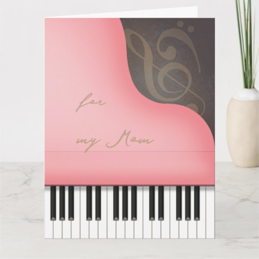 Pink Grand Piano Mam of Grandma Custom Large Kaart (Voorkant)
