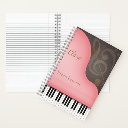Pink Grand Piano Pianist & Music Lover's Custom Notitieboek (Binnen)