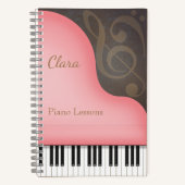 Pink Grand Piano Pianist & Music Lover's Custom Notitieboek (Voorkant)