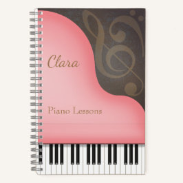 Pink Grand Piano Pianist & Music Lover's Custom Notitieboek
