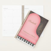 Pink Grand Piano Whimsical Music Symbols Aangepast Planner (Display)