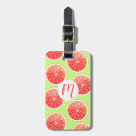 Pink Grapefruit Slicten Pattern Bagagelabel