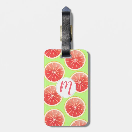 Pink Grapefruit Slicten Pattern Bagagelabel (Achterkant verticaal)