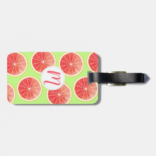 Pink Grapefruit Slicten Pattern Bagagelabel (Achterkant horizontaal)