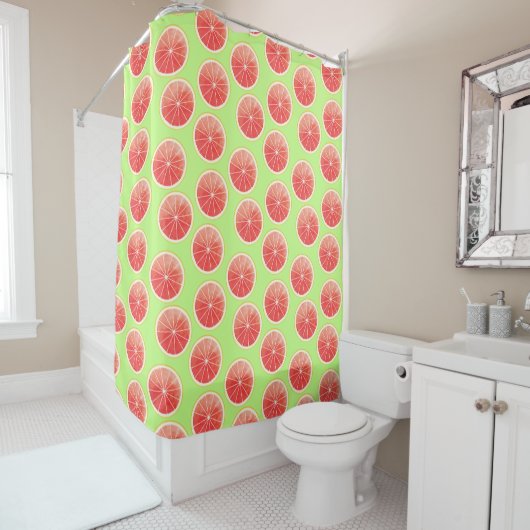Pink Grapefruit Slicten Pattern Douchegordijn (In situ)