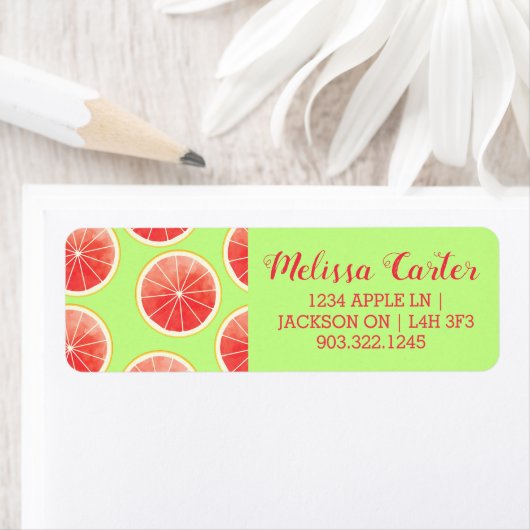 Pink Grapefruit Slicten Pattern Etiket (Insitu)