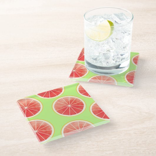 Pink Grapefruit Slicten Pattern Glazen Onderzetter (Schuin)